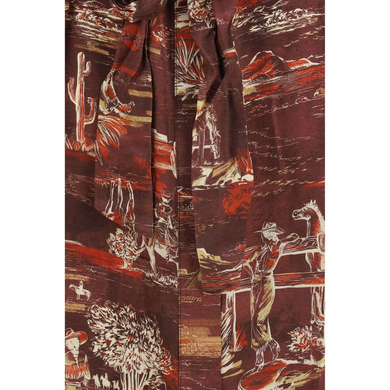 Alemais Ezra Brown Silk Midi Shirt Dress for Women