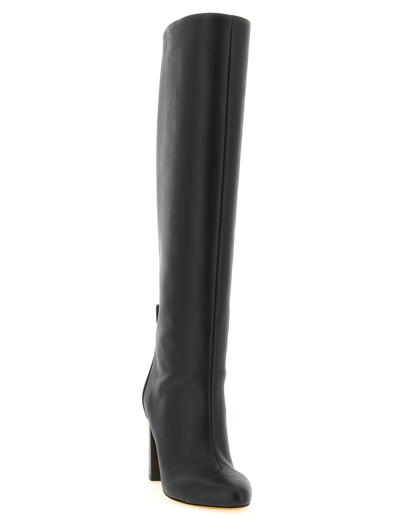 ODISSI Black Calfskin Over The Knee 'Lia' High Boot