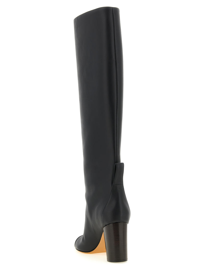 ODISSI Black Calfskin Over The Knee 'Lia' High Boot
