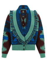 Alanui Blue Virgin Wool Cardigan