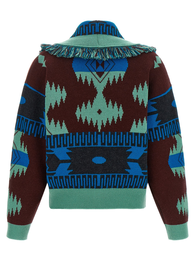 Alanui Blue Virgin Wool Cardigan - Icon Collection
