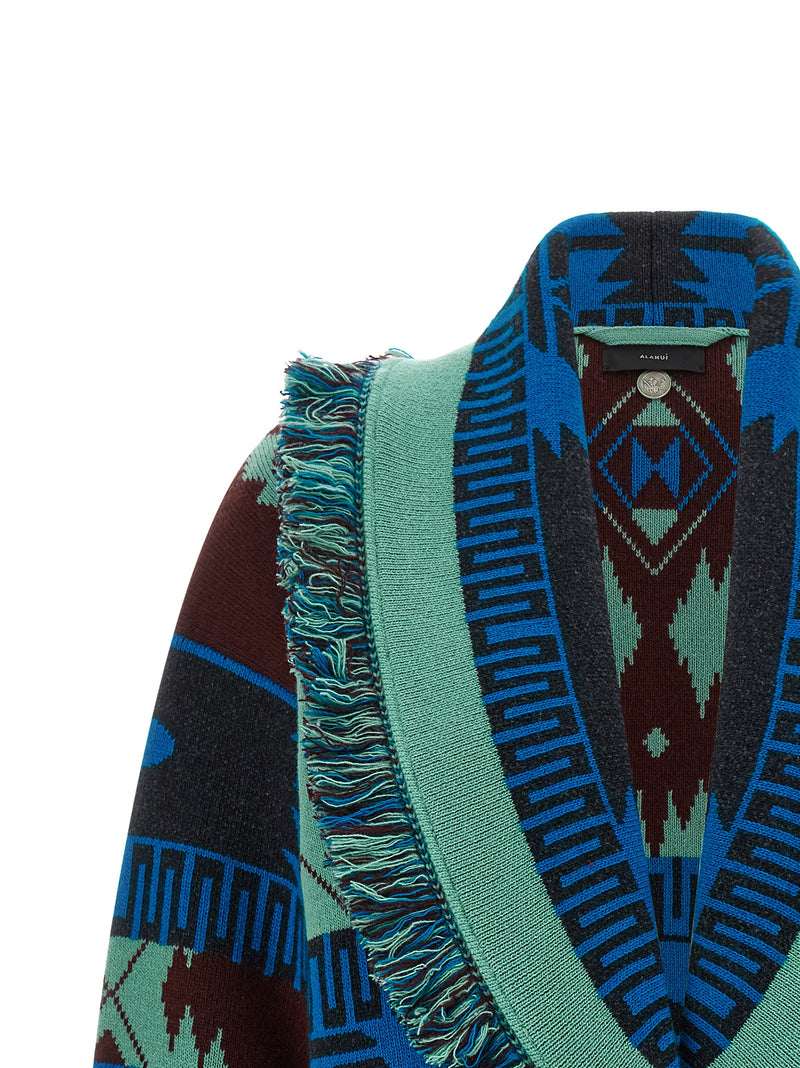 Alanui Blue Virgin Wool Cardigan - Icon Collection