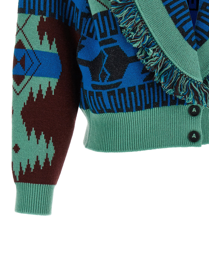 Alanui Blue Virgin Wool Cardigan - Icon Collection