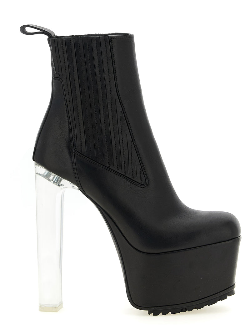 Rick Owens Black Calfskin Beatle Kiss Ankle Boots