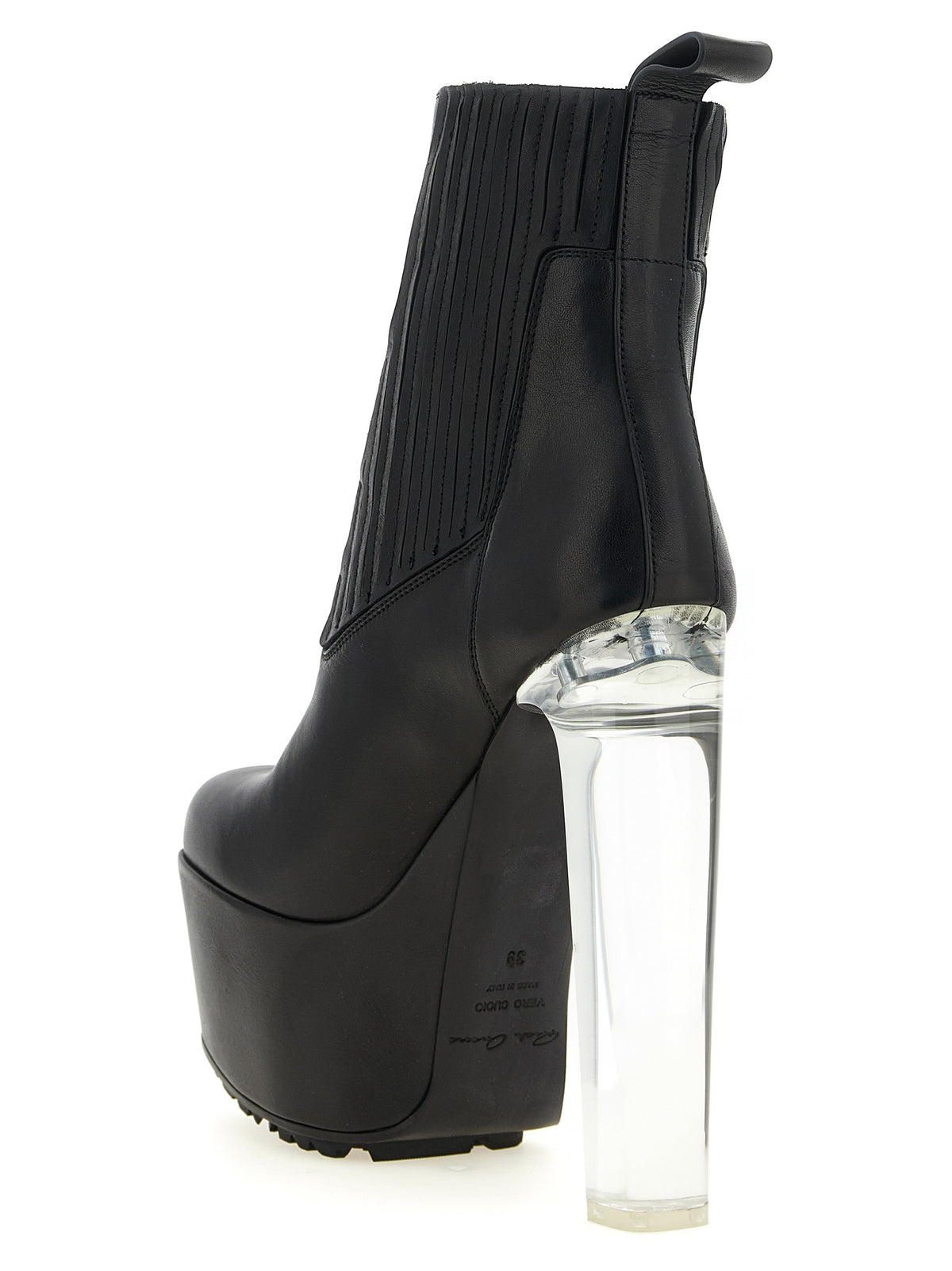 Rick Owens Black Calfskin Ankle Boots