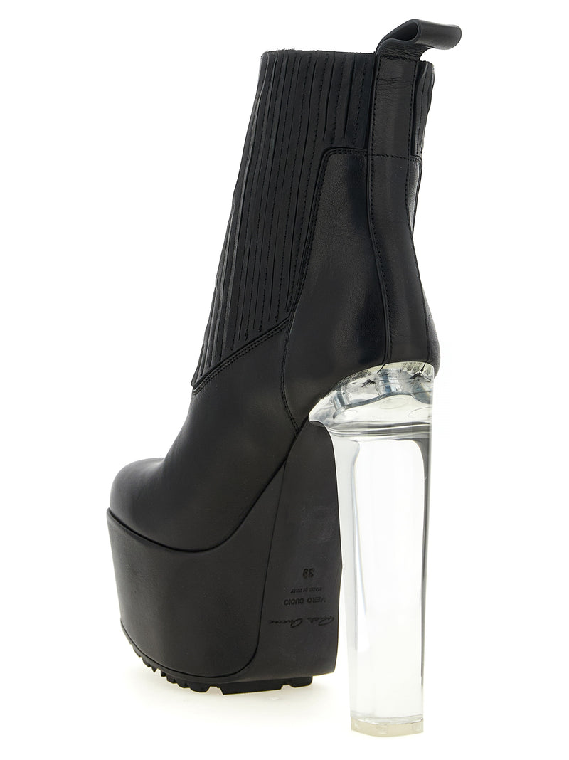 Rick Owens Black Calfskin Beatle Kiss Ankle Boots