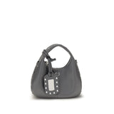 Ganni Gray Leather Shoulder Bag