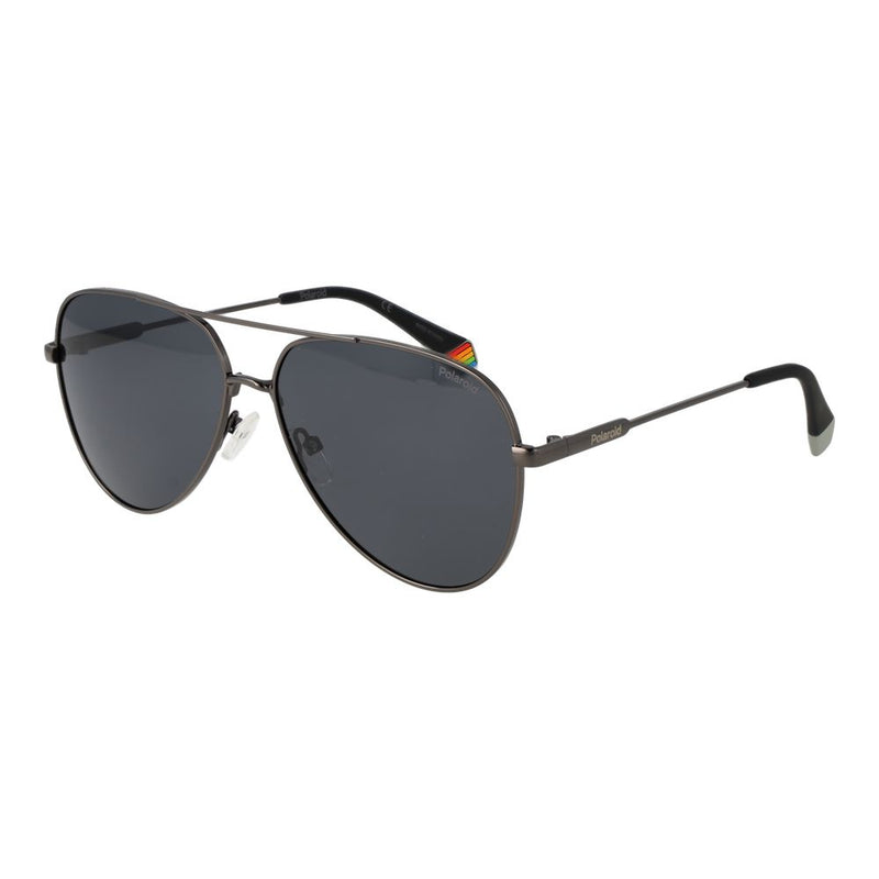 Polaroid Gray Metal Aviator Sunglasses