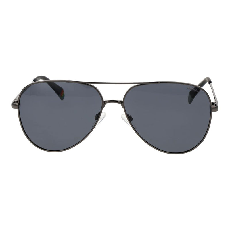 Polaroid Gray Metal Aviator Sunglasses