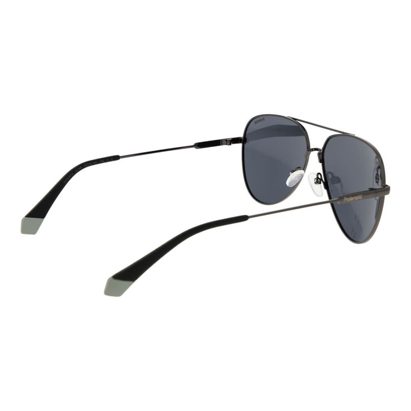 Polaroid Gray Metal Aviator Sunglasses