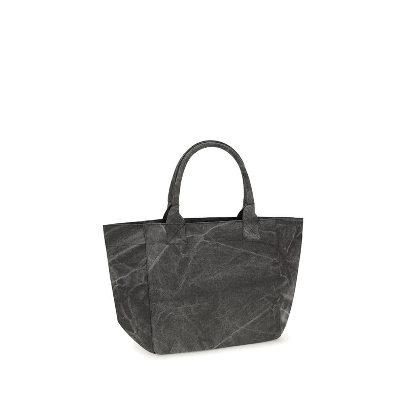 Ganni Gray Cotton Shoulder Bag - Medium Trapeze Floral Print