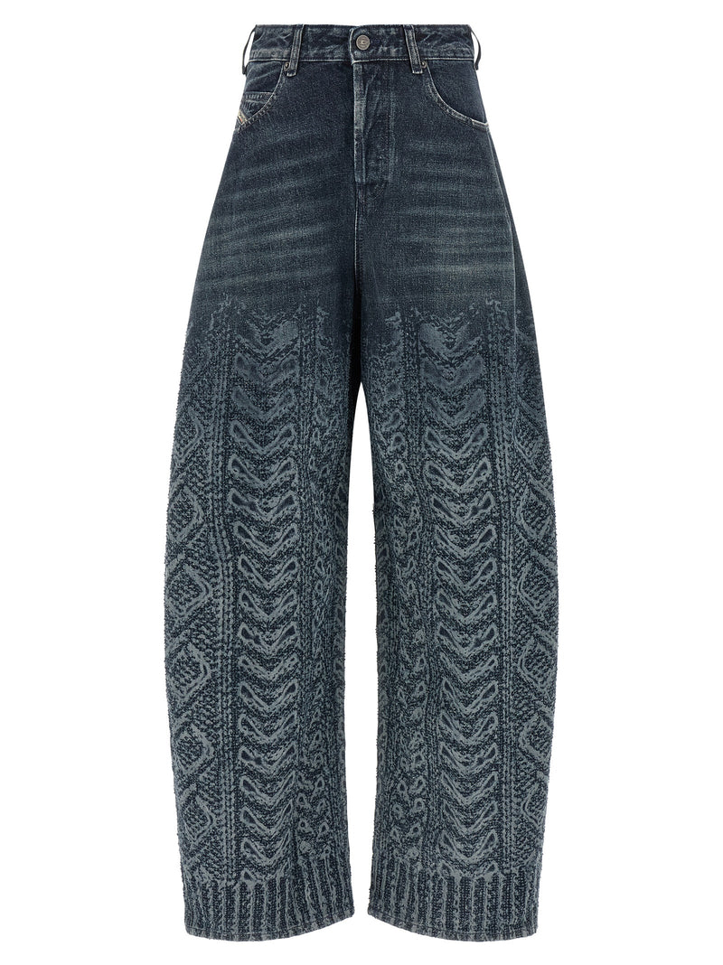 Diesel 1987 D-Khelz-S2 Blue Cotton High-Waisted Jean
