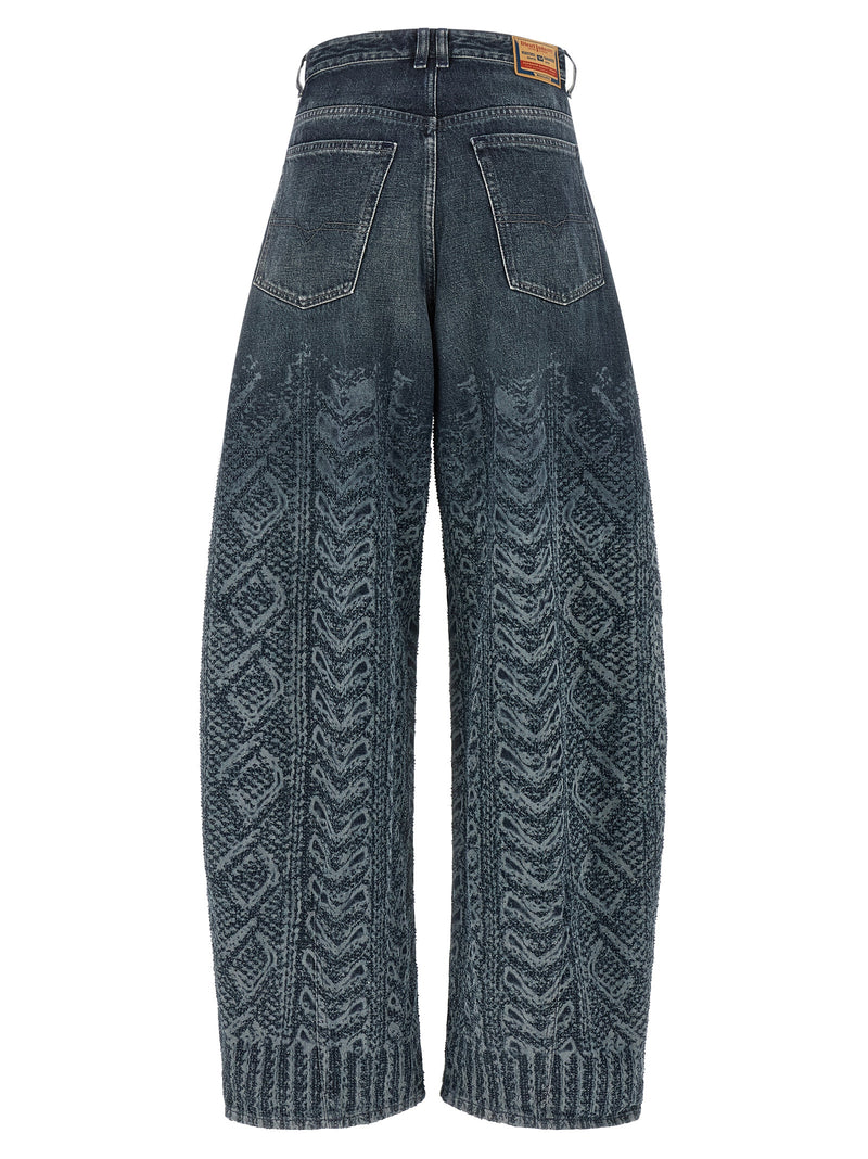 Diesel 1987 D-Khelz-S2 Blue Cotton High-Waisted Jean