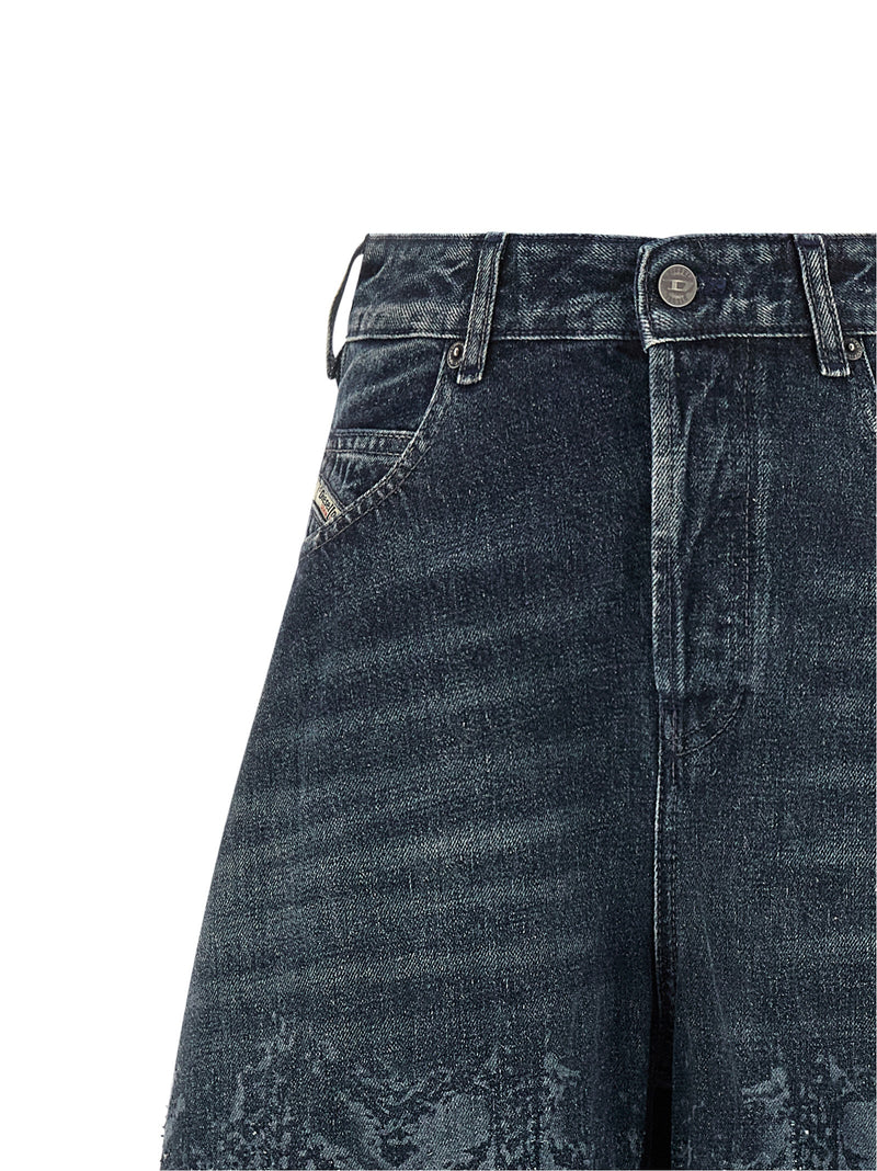 Diesel 1987 D-Khelz-S2 Blue Cotton High-Waisted Jean