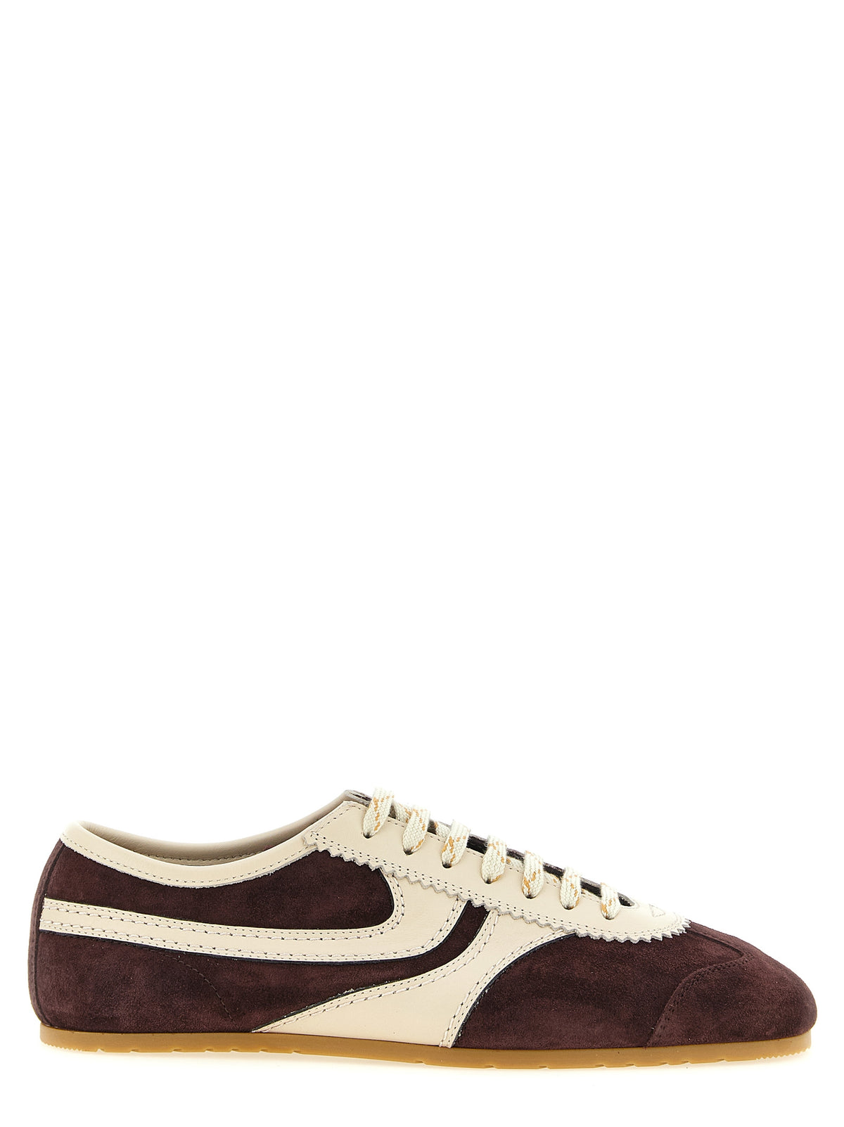 Dries Van Noten Bordeaux Calfskin Low Top Sneakers
