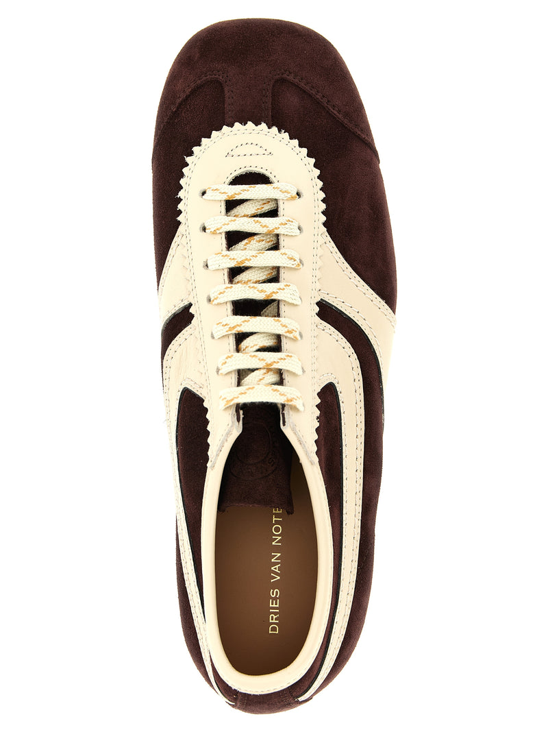 Dries Van Noten Bordeaux Calfskin Low Top Sneakers
