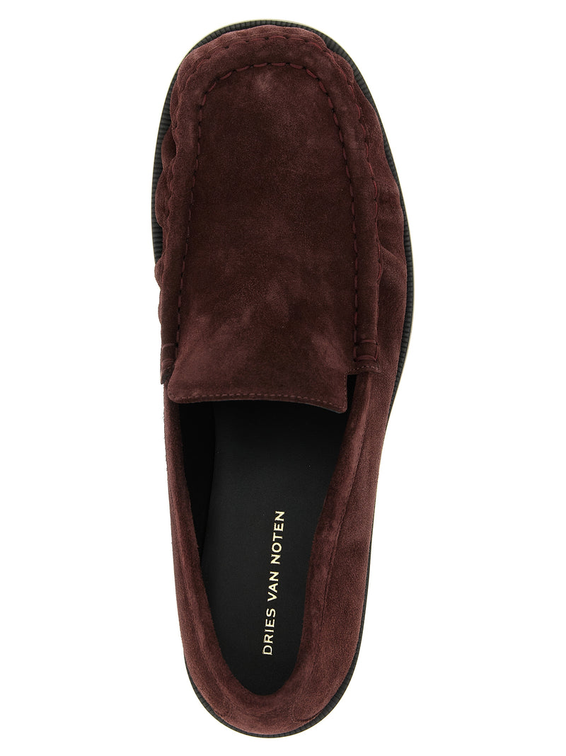 Dries Van Noten Bordeaux Calfskin Slip-On Loafers for Men