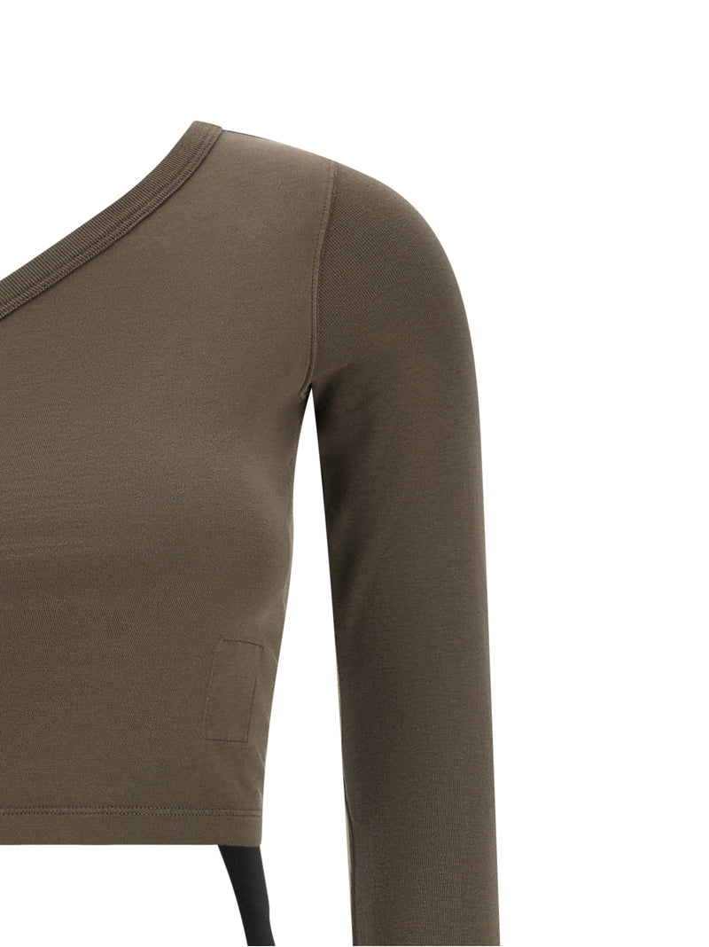 DRKSHDW Ziggy Gray Cotton One-Shoulder T-Shirt