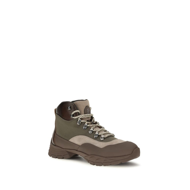 Brunello Cucinelli Bicolor Nylon Lace-Up Boots for Men