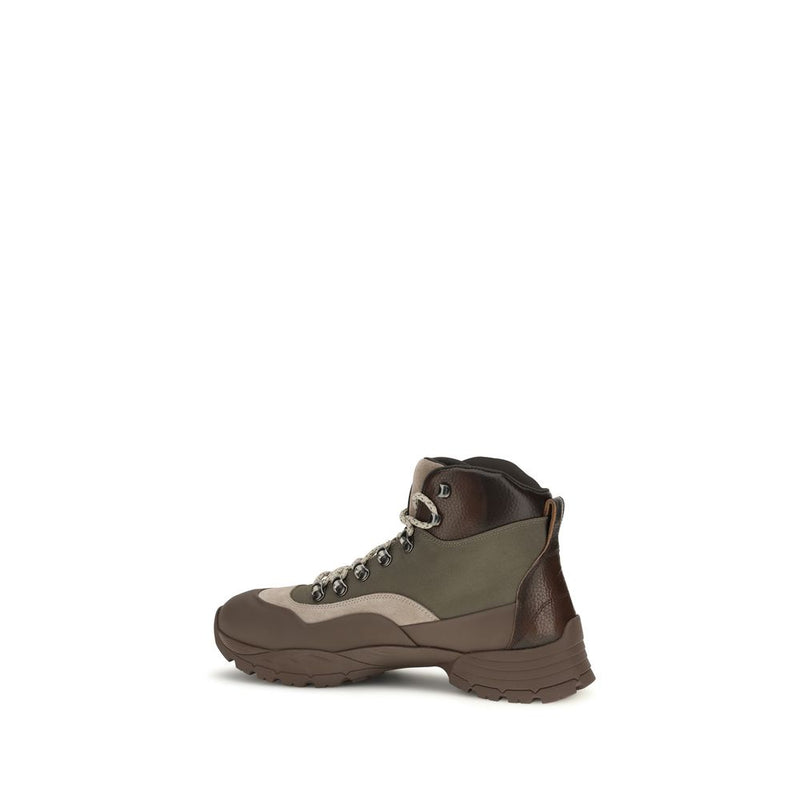 Brunello Cucinelli Bicolor Nylon Lace-Up Boots for Men