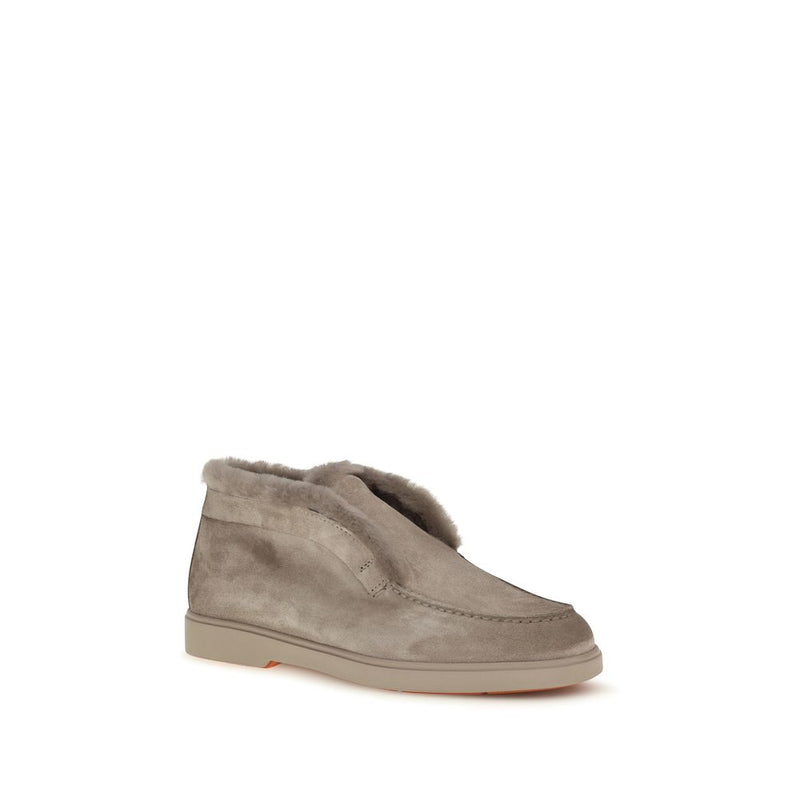 Santoni Beige Faux Fur Ankle Boots for Women