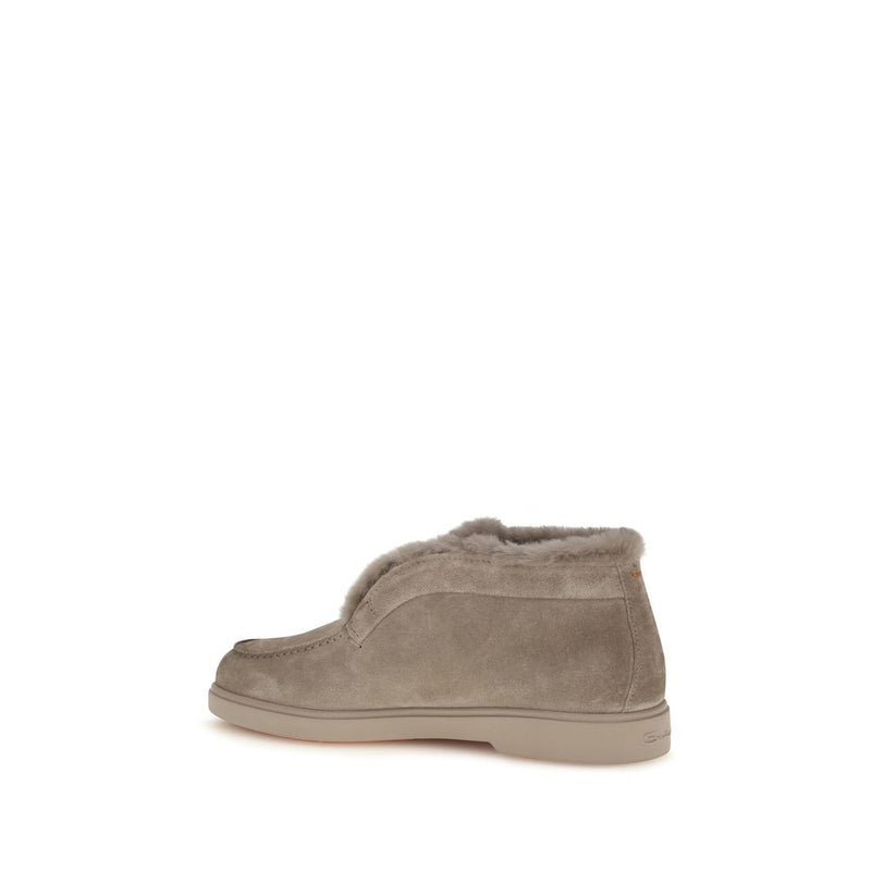 Santoni Beige Faux Fur Ankle Boots for Women