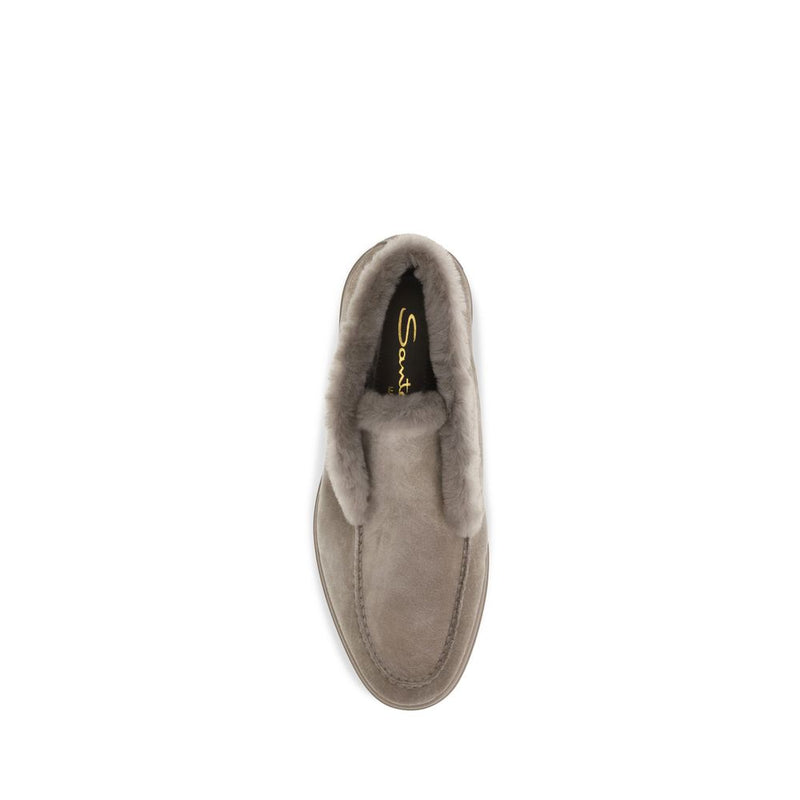 Santoni Beige Faux Fur Ankle Boots for Women