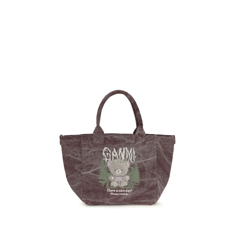 Ganni Bordeaux Cotton Shoulder Bag - Teddy Tote