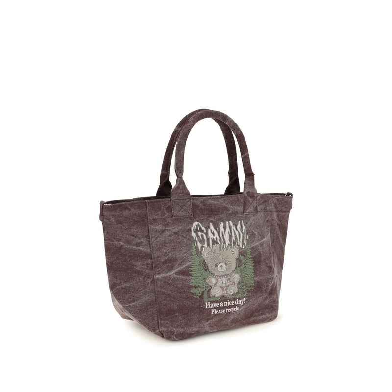 Ganni Bordeaux Cotton Shoulder Bag - Teddy Tote