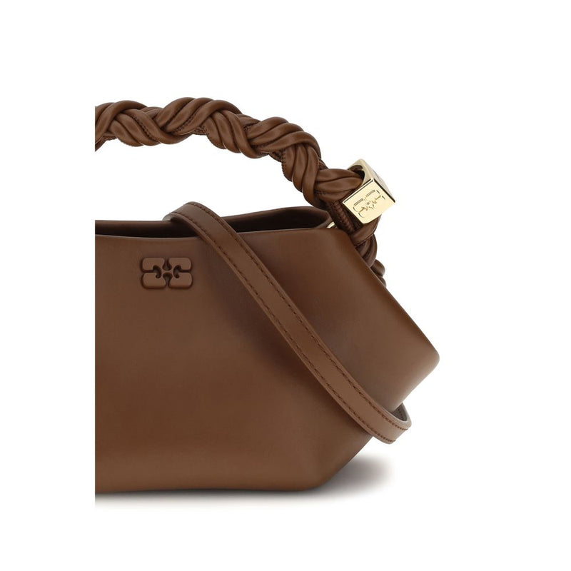 Ganni Brown Recycled Leather Shoulder Bag - Mini Bou Handbag
