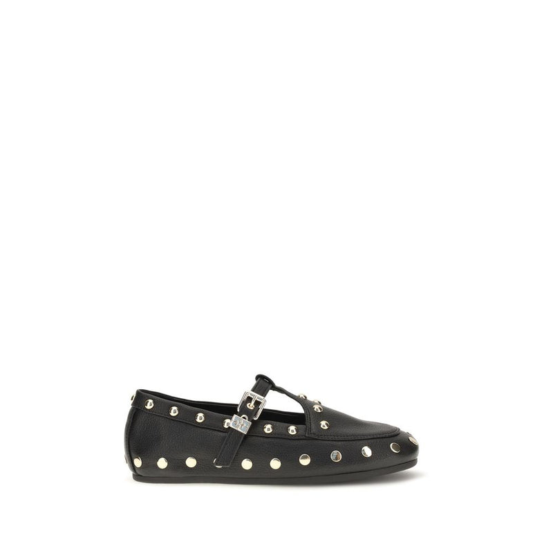 Ganni Black Recycled Polyester Ballet Flats - Mary Jenny
