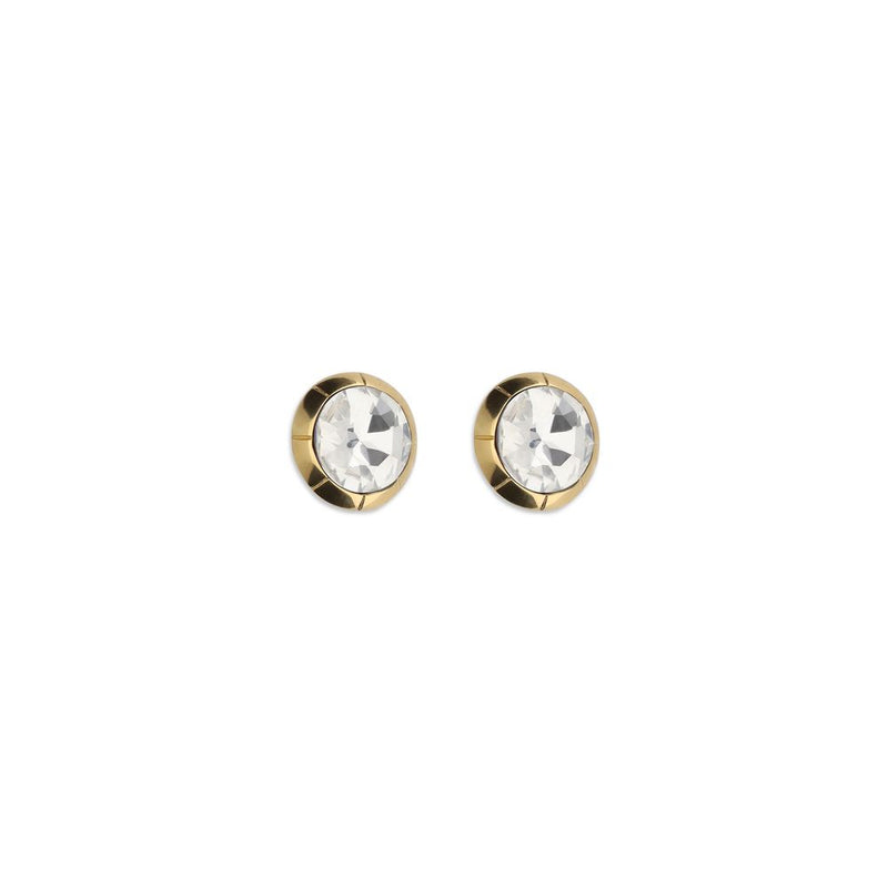 Alessandra Rich Gold Glass Earrings - Elegant Clip-On Design