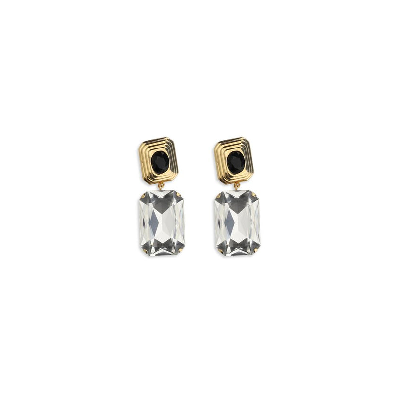 Alessandra Rich Gold Glass Earrings with Crystal Drop
