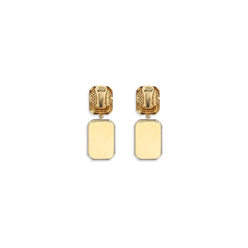 Alessandra Rich Gold Glass Earrings with Crystal Drop