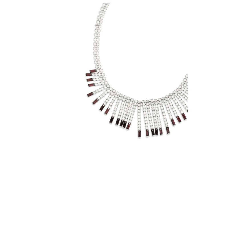 Alessandra Rich Crystal Fringe Silver Metal Necklace