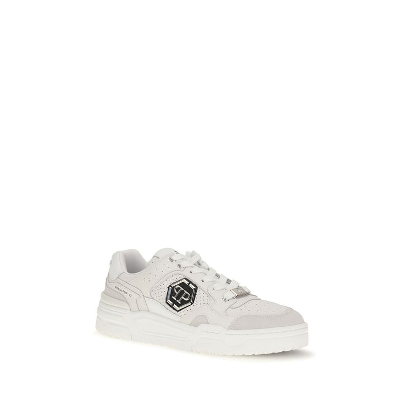 Philipp Plein Predator V2 White Polyester Low Top Sneakers
