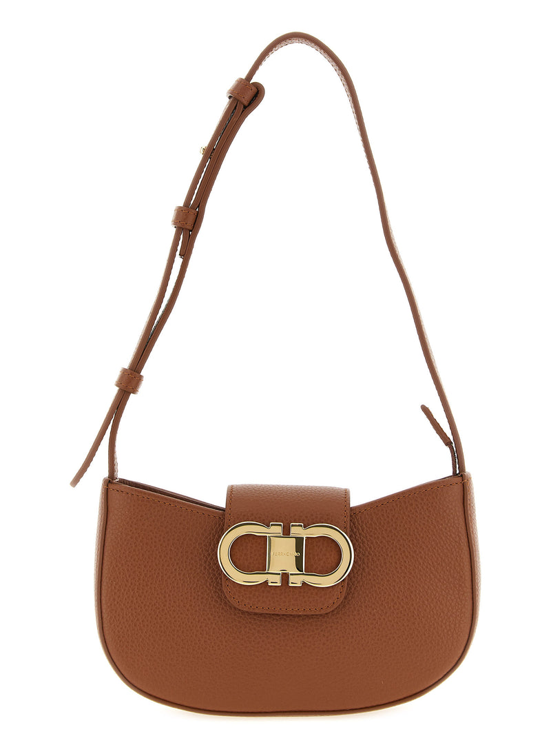 Ferragamo Gabry Brown Calfskin Shoulder Bag