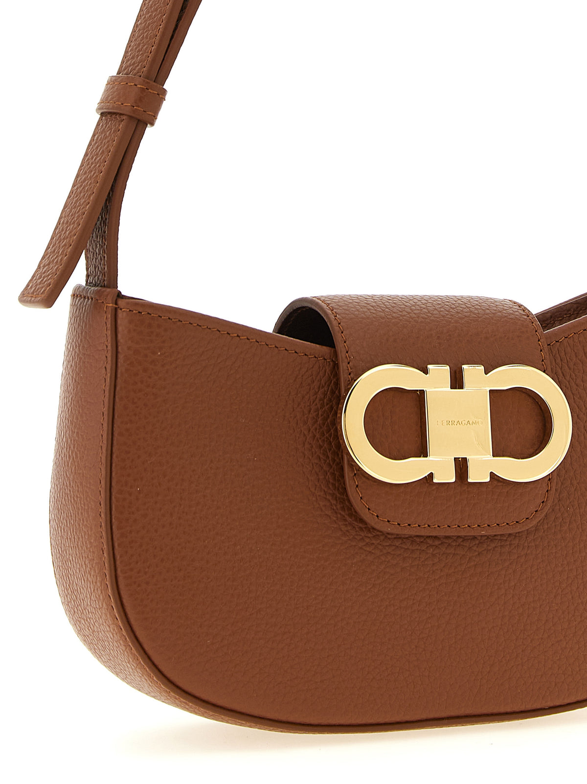 Ferragamo Brown Calfskin Shoulder Bag