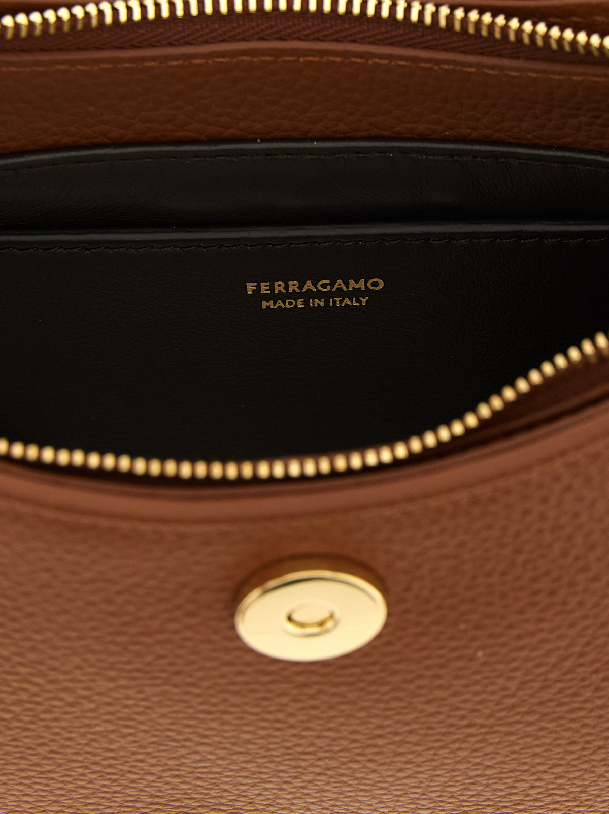 Ferragamo Brown Calfskin Shoulder Bag