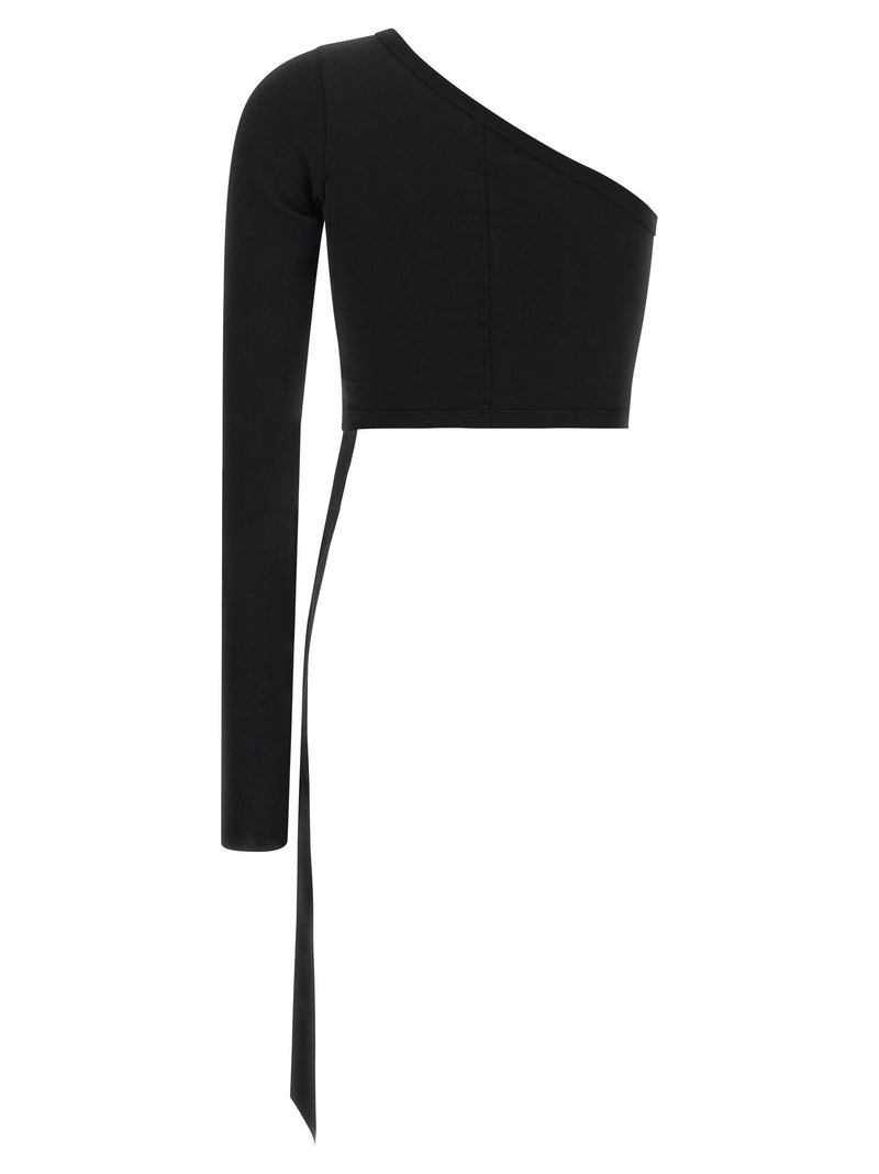 DRKSHDW Ziggy Black Cotton One-Shoulder Blouse