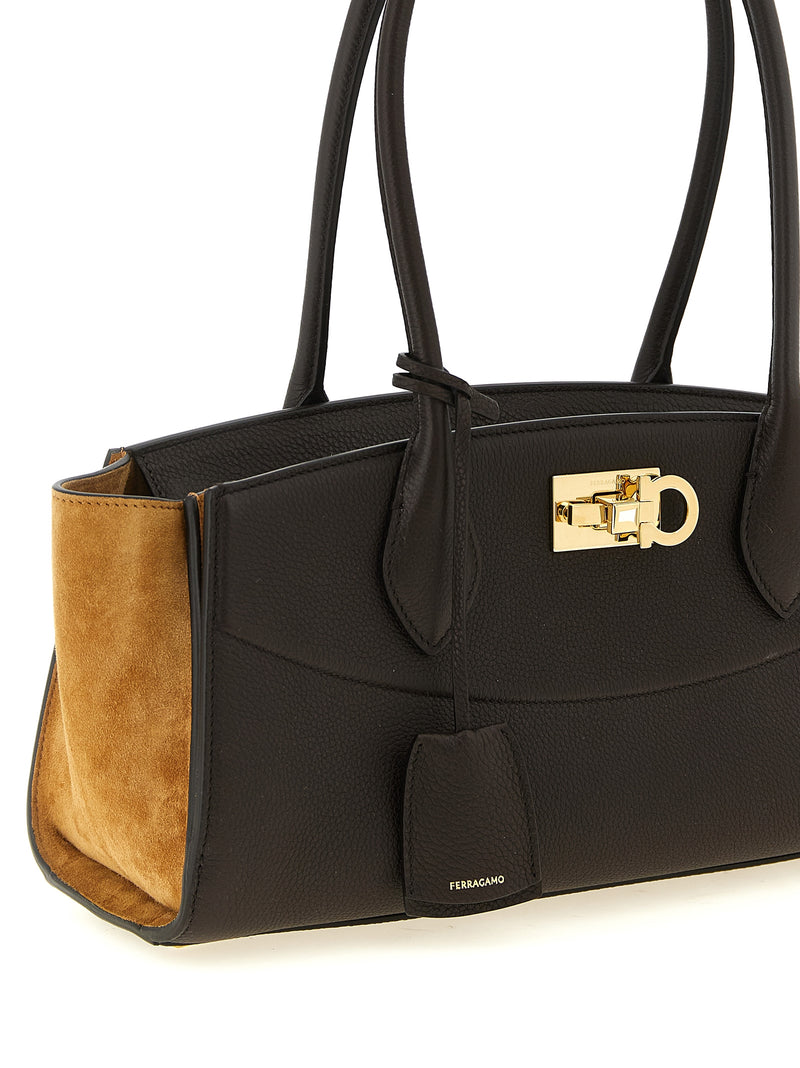 Ferragamo Brown Calfskin Shoulder Bag - New Ferragamo Studio Soft
