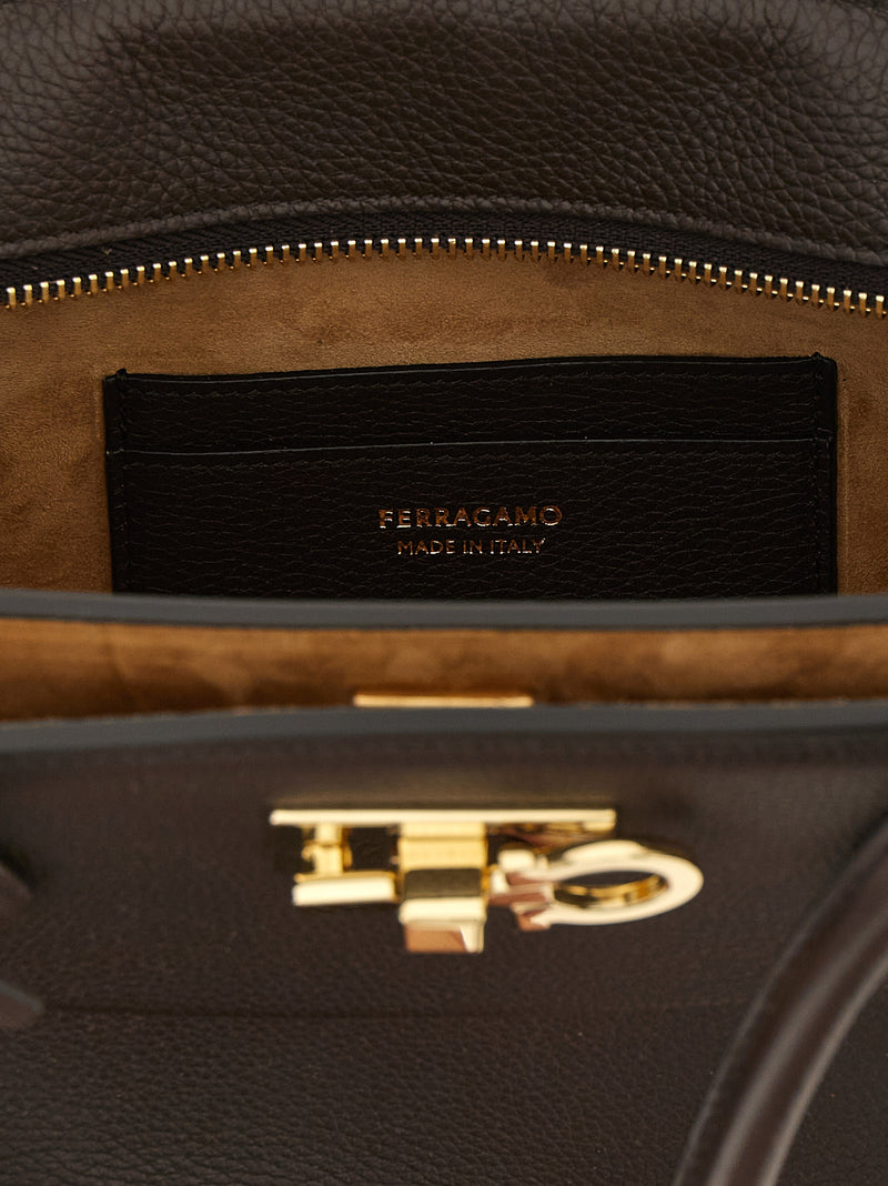 Ferragamo Brown Calfskin Shoulder Bag - New Ferragamo Studio Soft