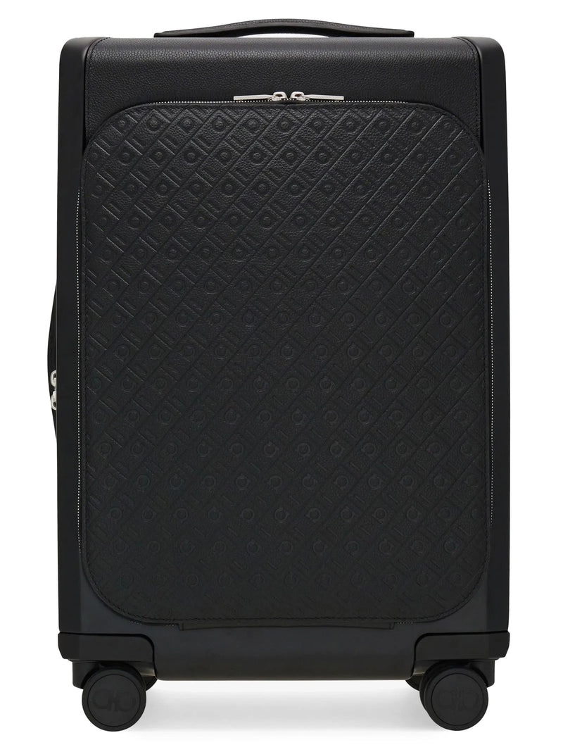 Ferragamo Black Calfskin Cabin Trolley - Luxury Travel Accessory