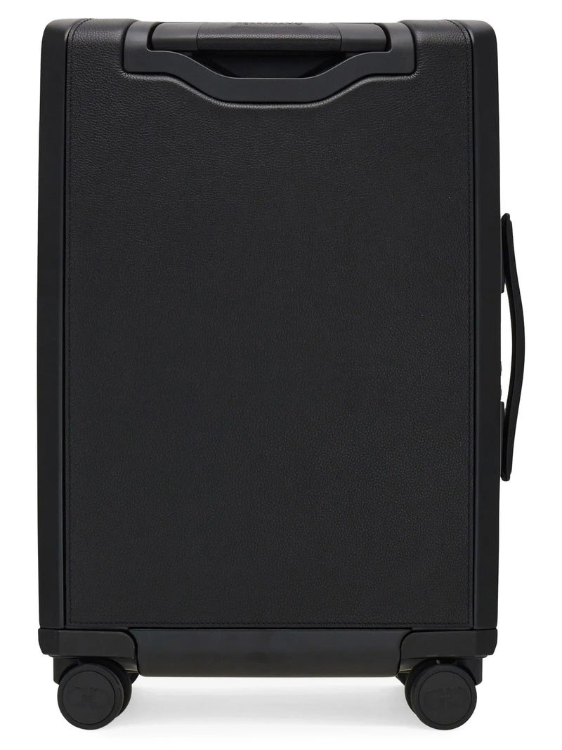 Ferragamo Black Calfskin Cabin Trolley - Luxury Travel Accessory