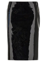 Ferragamo Black Lamb Leather Midi Skirt