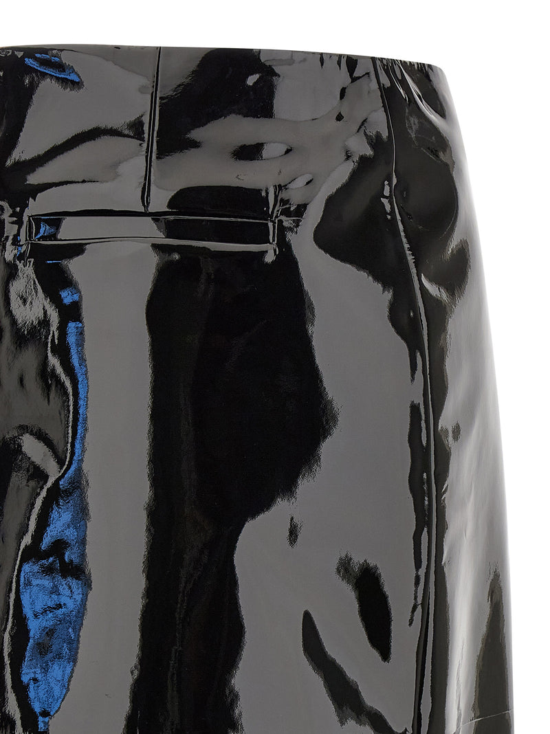 Ferragamo Black Lamb Leather Midi Skirt - Elegant & Modern