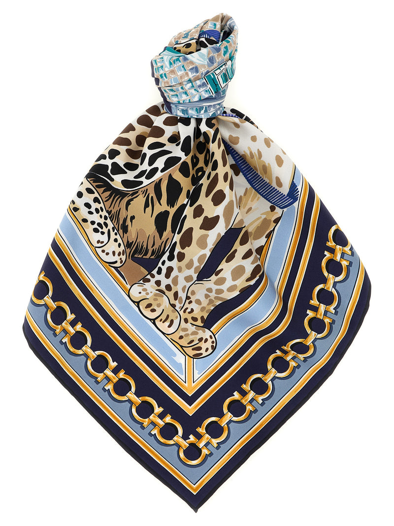 Ferragamo Felindra Blue Silk Foulard - Luxury Fashion Statement