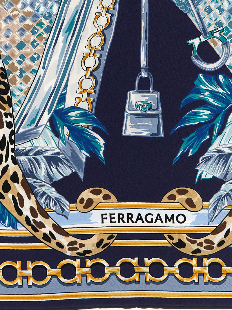 Ferragamo Felindra Blue Silk Foulard - Luxury Fashion Statement