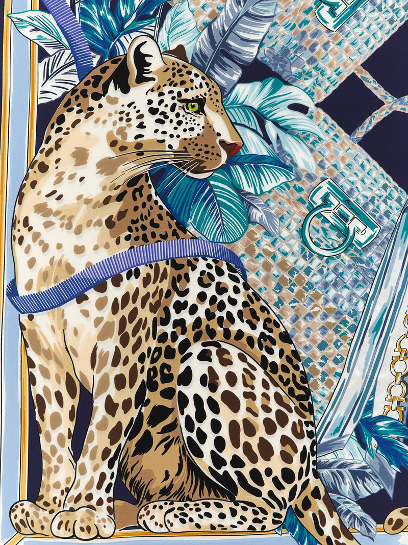 Ferragamo Felindra Blue Silk Foulard - Luxury Fashion Statement
