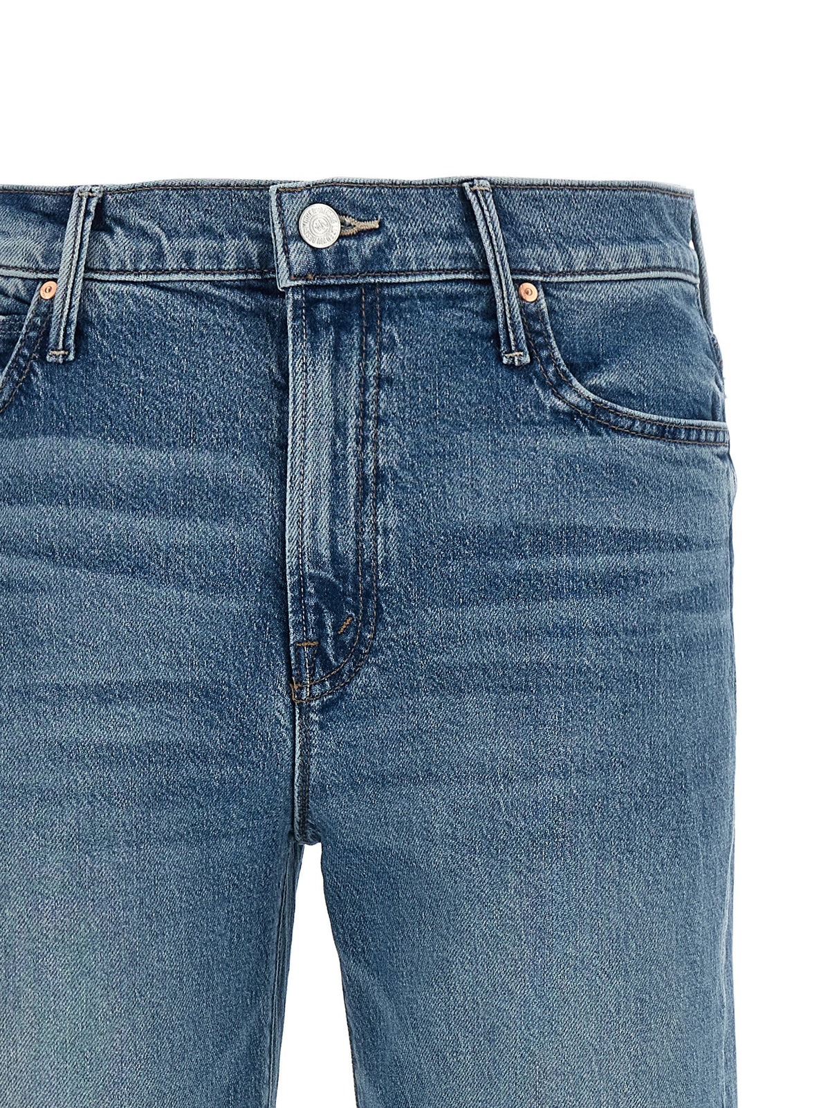 Mother Denim Blue Cotton Straight-Leg Jeans